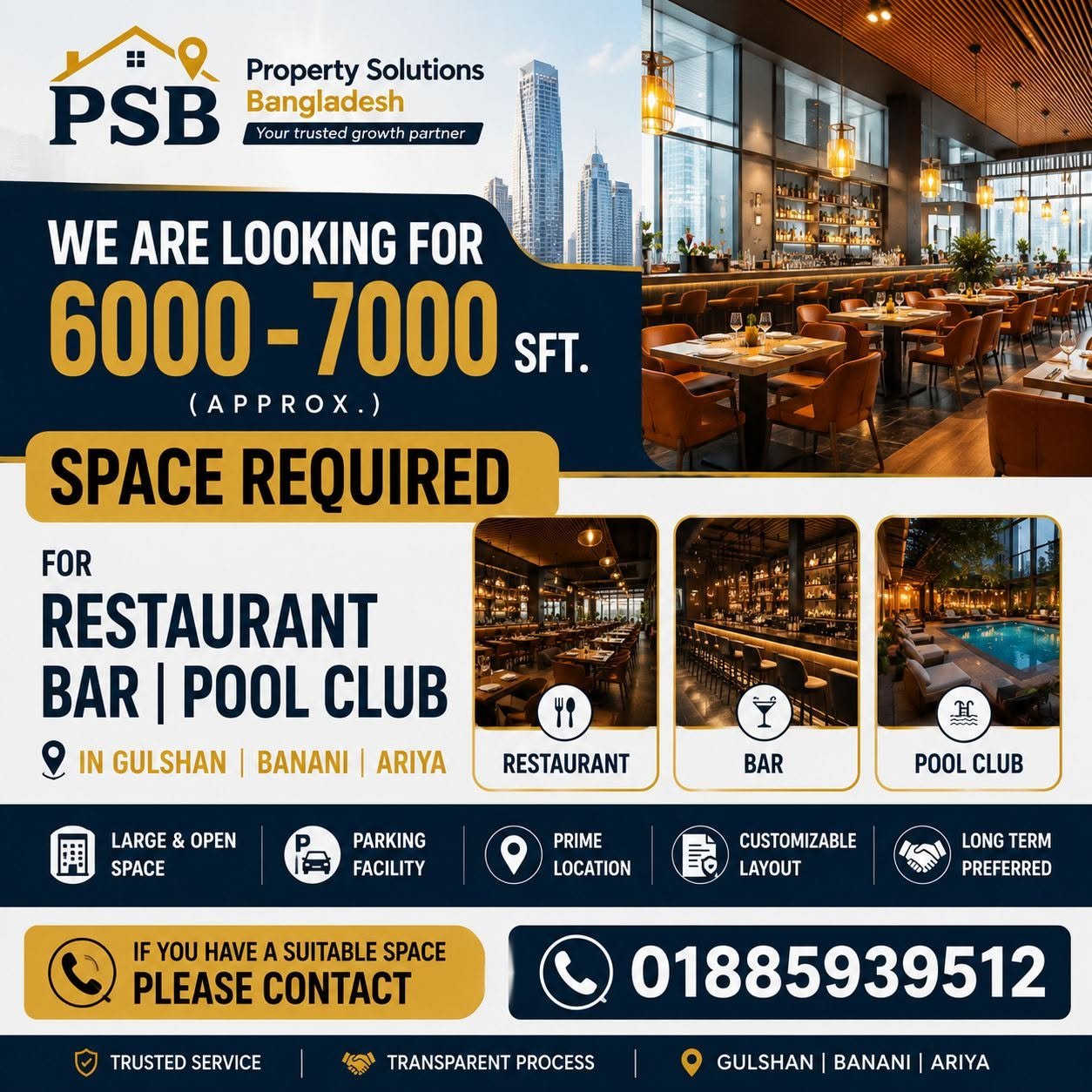 6_7 bg Restaurant, Bar & Pool Club | 6,000–7,000 SFT |Gulshan/Banani | - Image 1